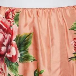 Pre Owned Dolce & Gabbana Pink Floral Printed Silk Mini Skirt M