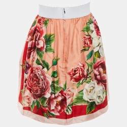 Pre Owned Dolce & Gabbana Pink Floral Printed Silk Mini Skirt M
