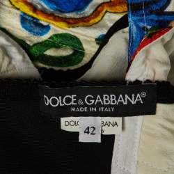 Pre Owned Dolce & Gabbana White Majolica Printed Cotton Bralette M