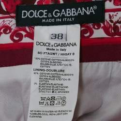 Pre Owned Dolce & Gabbana White Majolica Print Mesh Corset Top & Cotton Shorts Set XS/S 