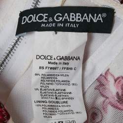 Pre Owned Dolce & Gabbana White Majolica Print Mesh Corset Top & Cotton Shorts Set XS/S 