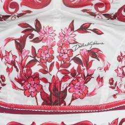 Pre Owned Dolce & Gabbana White Majolica Print Mesh Corset Top & Cotton Shorts Set XS/S 