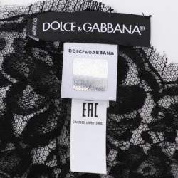 Pre Owned Dolce & Gabbana Black Lace Logo Bodysuit M