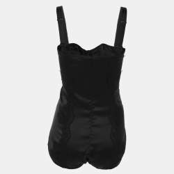 Pre Owned Dolce & Gabbana Black Satin Lace Bodysuit M