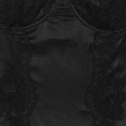Pre Owned Dolce & Gabbana Black Satin Lace Bodysuit M