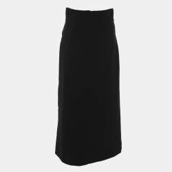 Pre Owned Dolce & Gabbana Black Knit Asymmetric Midi Skirt S