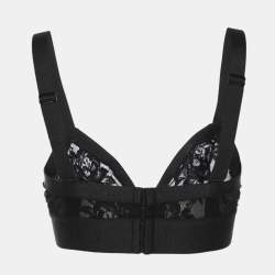 Pre Owned Dolce & Gabbana Black Lace Triangle Crop Top XS
