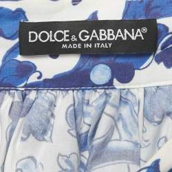 Pre Owned Dolce & Gabbana Blue Majolica Print Poplin Maxi Skirt M