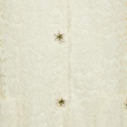 Pre Owned Dolce & Gabbana Ivory Lace Lily Button Detail Coat XL