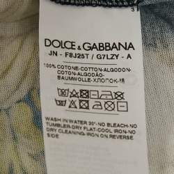 Pre Owned Dolce & Gabbana Navy Blue Spaghetti Cat Print Jersey Tank Top XS