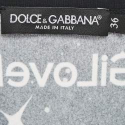 Pre Owned Dolce & Gabbana Navy Blue Spaghetti Cat Print Jersey Tank Top XS