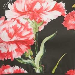 Pre Owned Dolce & Gabbana Black Floral Print Nylon Cropped Top & Leggings Set S