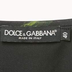 Pre Owned Dolce & Gabbana Black Floral Print Nylon Cropped Top & Leggings Set S