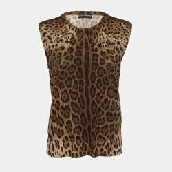 Pre Owned Dolce & Gabbana Brown Leopard Print Wool Sweater XL