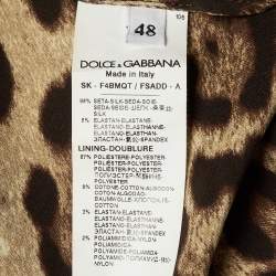 مملوكة مسبقًا تنورة دولتشي أند غابانا حرير بني بطبعة الفهد مع تفاصيل دانتيل وسط- كبرى