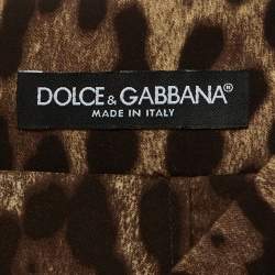 مملوكة مسبقًا تنورة دولتشي أند غابانا حرير بني بطبعة الفهد مع تفاصيل دانتيل وسط- كبرى