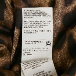 Pre Owned Dolce & Gabbana Green Crepe Bejeweled Buttons Flounce Dress S