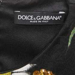 Pre Owned Dolce & Gabbana Black Floral Jacquard Crystal Detail Mini Dress M