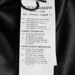 Pre Owned Dolce & Gabbana Black Floral Jacquard Crystal Detail Mini Dress M