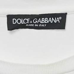 Pre Owned Dolce & Gabbana White Applique Cotton T-Shirt L