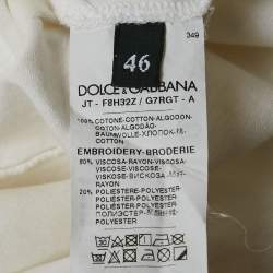 Pre Owned Dolce & Gabbana White Applique Cotton T-Shirt L