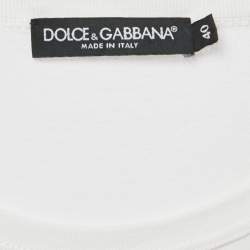 Pre Owned Dolce & Gabbana White Logo Print Cotton Crew Neck T-Shirt S