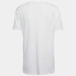 Pre Owned Dolce & Gabbana White Logo Print Cotton Crew Neck T-Shirt S