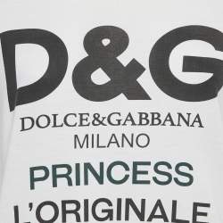 Pre Owned Dolce & Gabbana White Logo Print Cotton Crew Neck T-Shirt S