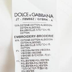 Pre Owned Dolce & Gabbana White Cotton Logo Embellished Detail Cap Sleeve T-Shirt S