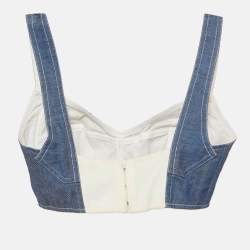 Pre Owned Dolce & Gabbana Blue Denim Bustier Top S