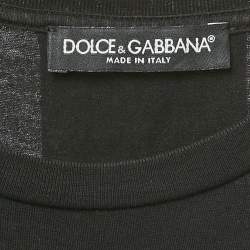 Pre Owned Dolce & Gabbana Black Printed Cotton Tank Top S