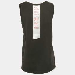 Pre Owned Dolce & Gabbana Black Printed Cotton Tank Top S