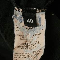 Pre Owned Dolce & Gabbana Black Printed Cotton Tank Top S