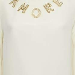 Pre Owned Dolce & Gabbana Cream Amore Silk Blouse M