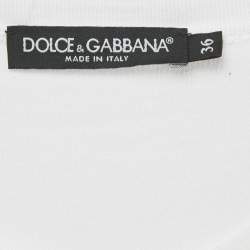 Pre Owned Dolce & Gabbana White I Have A Beautiful Life Print Cotton T-Shirt XS 