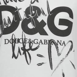 Pre Owned Dolce & Gabbana White I Have A Beautiful Life Print Cotton T-Shirt XS 
