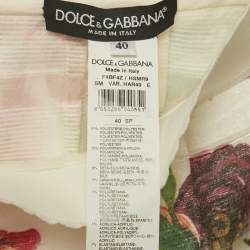 Pre Owned Dolce & Gabbana White Floral Print Crepe Short Skirt S