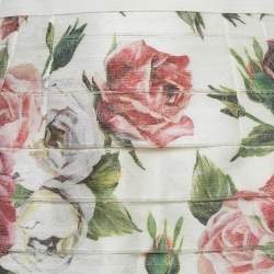 Pre Owned Dolce & Gabbana White Floral Print Crepe Short Skirt S