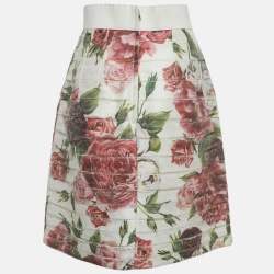 Pre Owned Dolce & Gabbana White Floral Print Crepe Short Skirt S