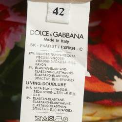 Pre Owned Dolce & Gabbana Multicolor Floral Print Crepe Pencil Skirt M