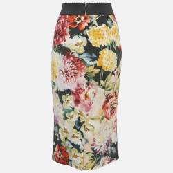 Pre Owned Dolce & Gabbana Multicolor Floral Print Crepe Pencil Skirt M