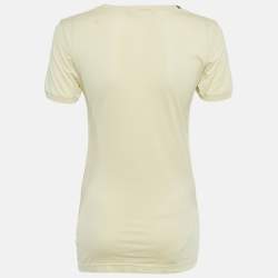 Pre Owned Dolce & Gabbana Yellow Printed Cotton Crew Neck T-Shirt S
