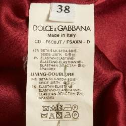 Pre Owned Dolce & Gabbana Burgundy Printed Silk Midi Dress S