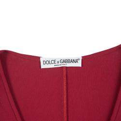 مملوكة مسبقًا Dolce & Gabbana Red Knit Sleeveless V Neck Tunic S
