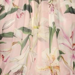 Pre Owned Dolce & Gabbana Multicolor Lily Printed Silk Ruffled Off-The-Shoulder Top and Skirt Set S