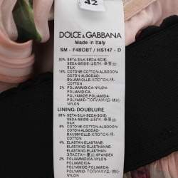 Pre Owned Dolce & Gabbana Multicolor Lily Printed Silk Ruffled Off-The-Shoulder Top and Skirt Set S