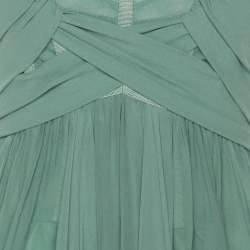 Pre Owned Dolce & Gabbana Green Pleated Chiffon Midi Dress S