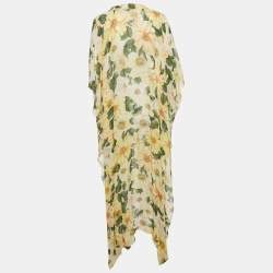 Pre Owned Dolce & Gabbana Multicolor Camellia Print Silk Kaftan Dress M