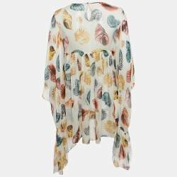 Pre Owned Dolce & Gabbana White Seashell Print Sheer Loose Fit Mini Dress S