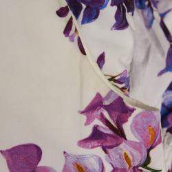 Pre Owned Dolce & Gabbana White Floral Print Cotton Tie UP Wisteria Mini Dress S